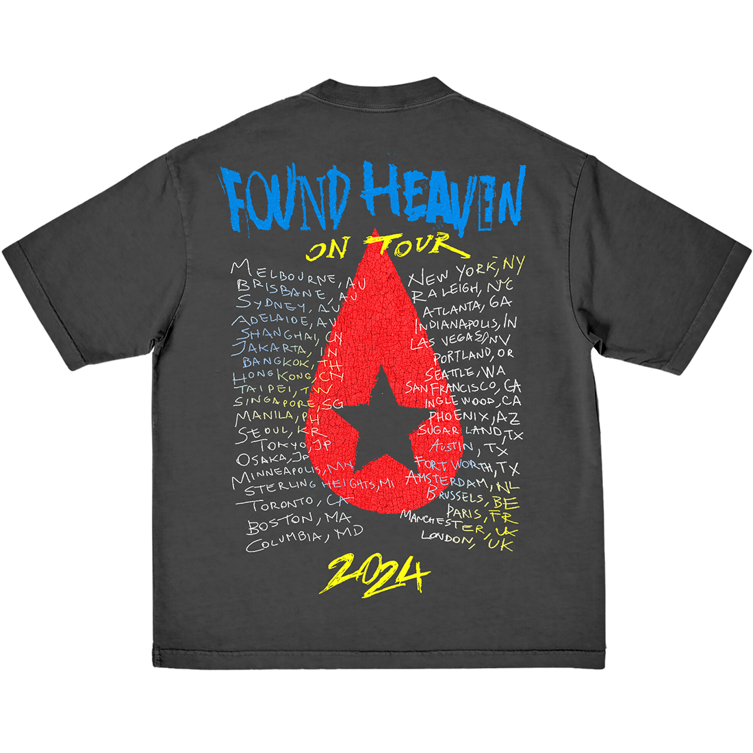Conan Gray - Washed Black Found Heaven On Tour 2024 Dateback Tee